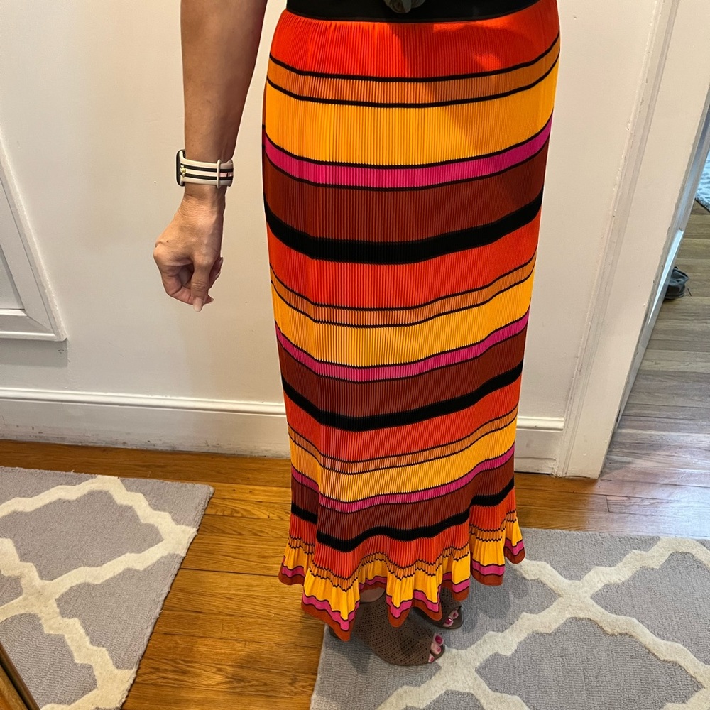 J Crew striped pleated skirt
